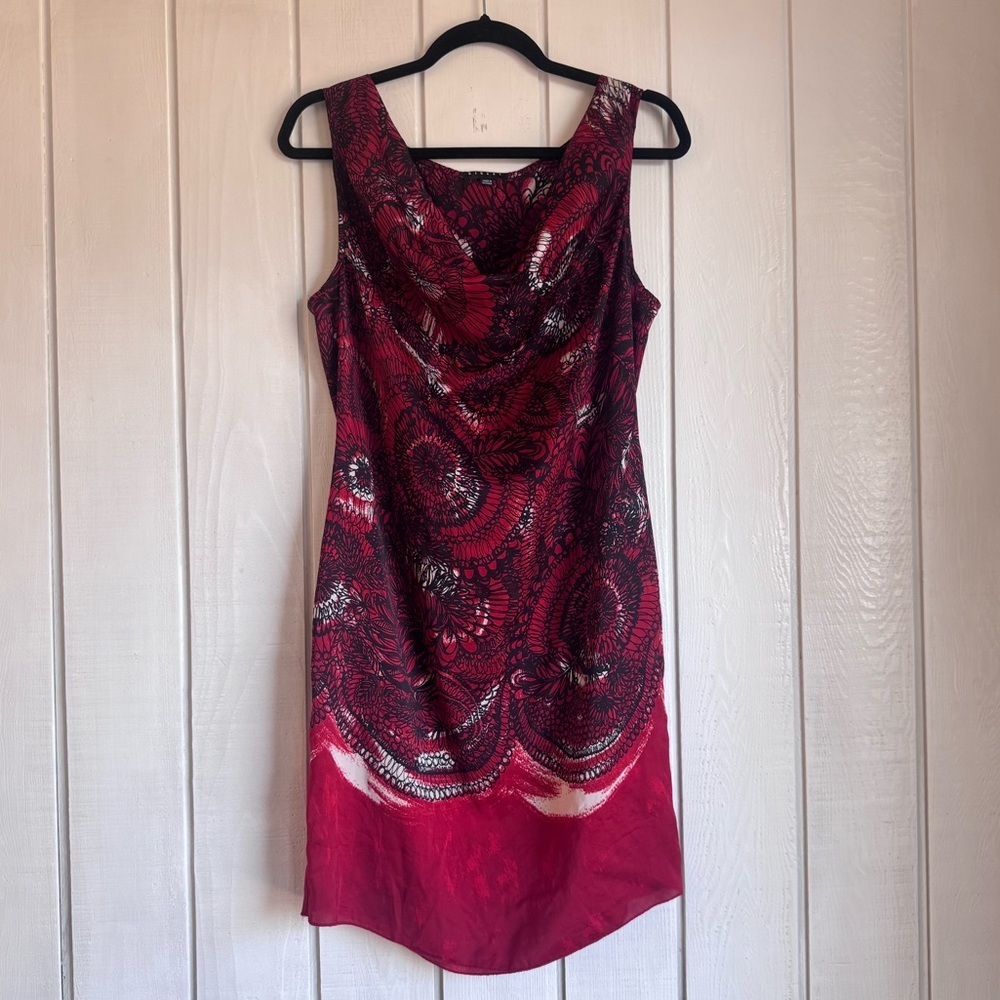 Sisley Red Floral Cowl Neck Mini Dress